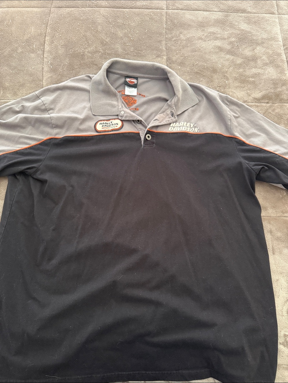 Harley-Davidson Gray & Black Polo with Orange Piping